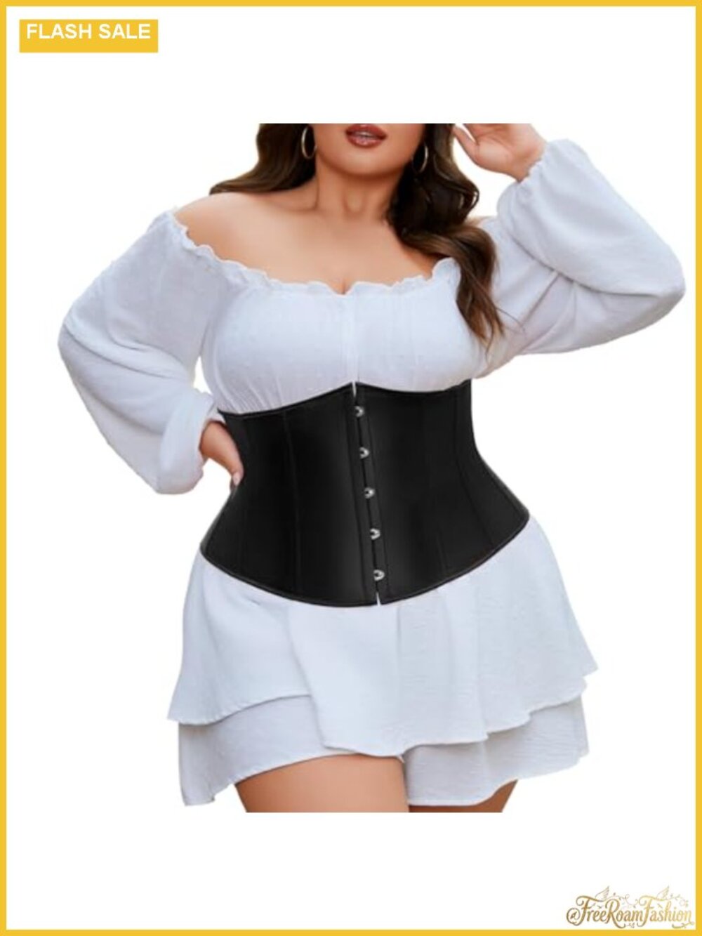 Plus Size Underbust Corset Lace Up Bustier Waist Cincher Halloween Costume